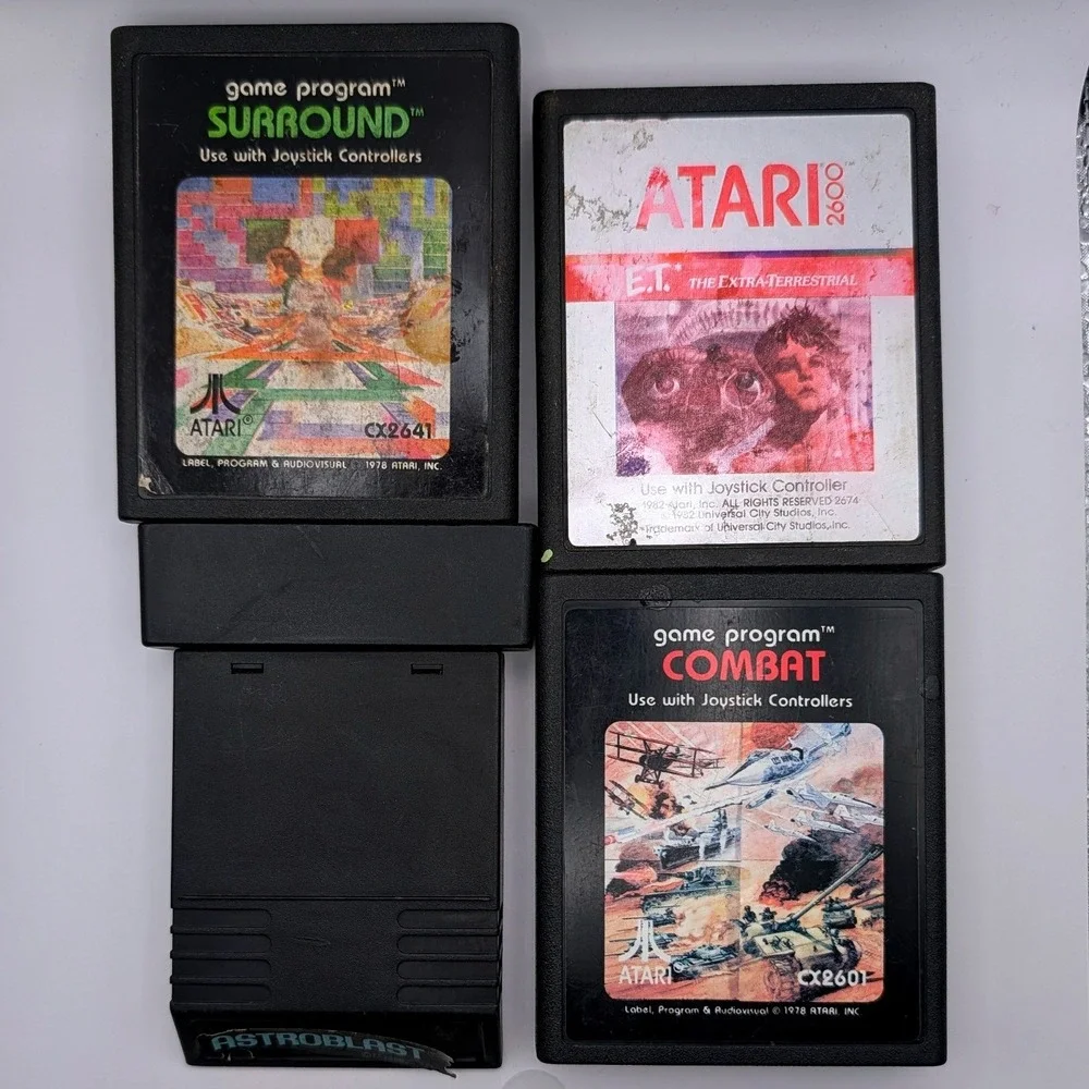Atari 2600 Game Cartridge Lot of 4 Combat Surround ET Astroblast CX2601 CX2641